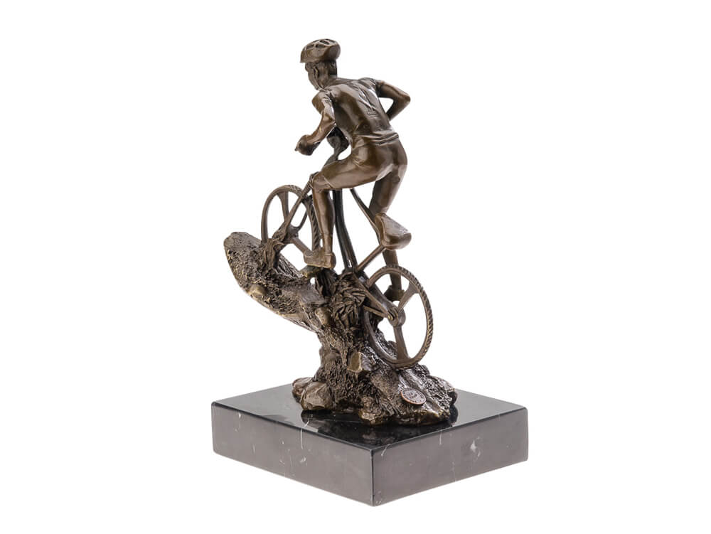 Scultura in bronzo ciclista mountain bike trofeo 25 cm