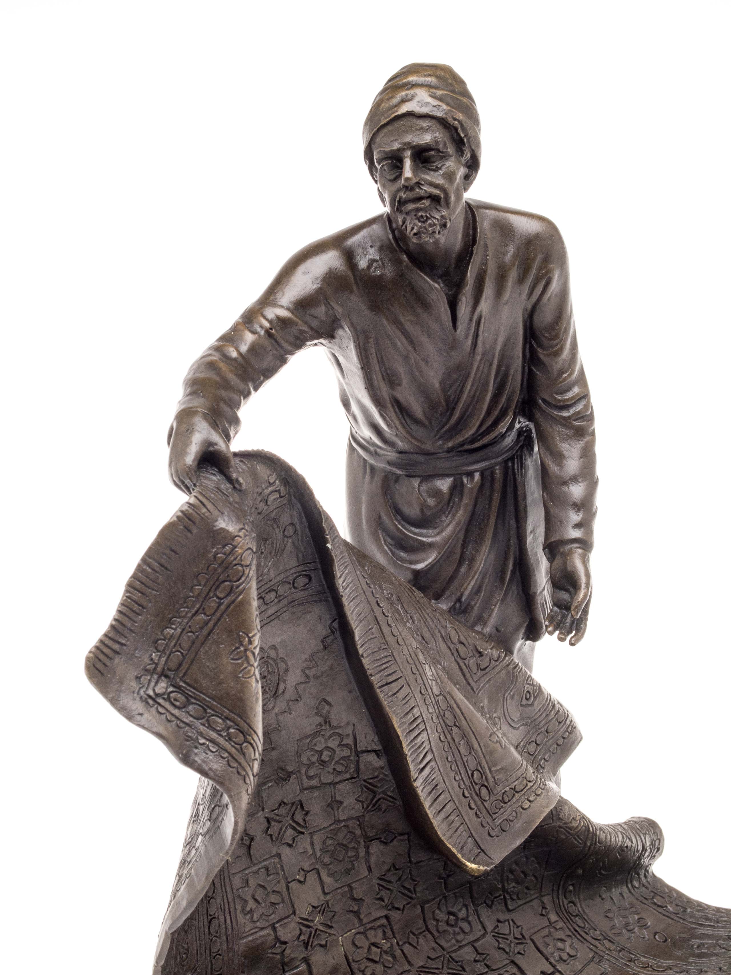 WB-2-5 BRONZE TEPPICHHÄNDLER ORIENT TEPPICH BRONZEFIGUR BRONZESKULPTUR FIGUR PERSER