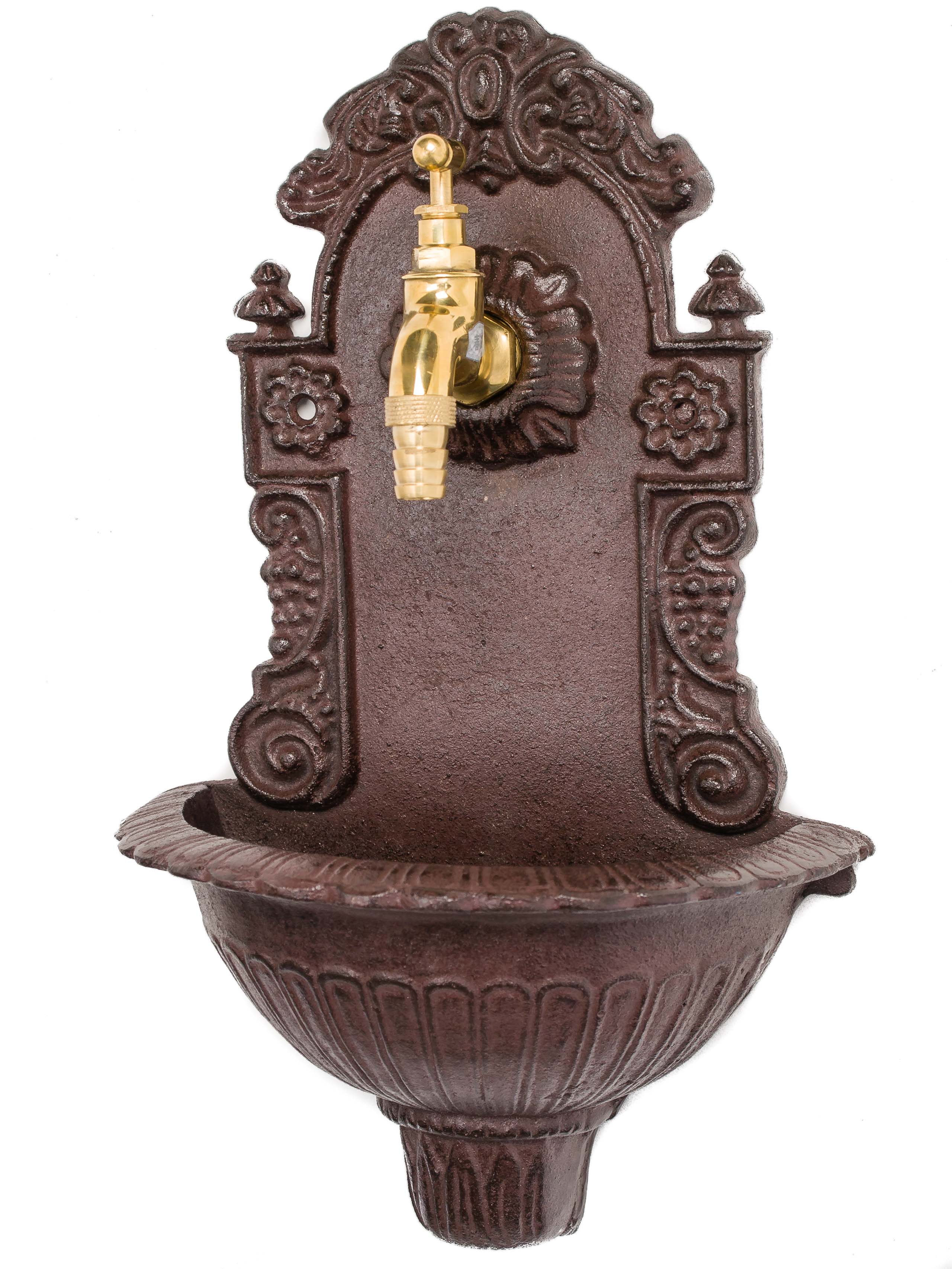 MINI WASCHBECKEN 40CM WANDBRUNNEN WEIN GUSSEISEN ANTIK STIL BRUNNEN BRAUN