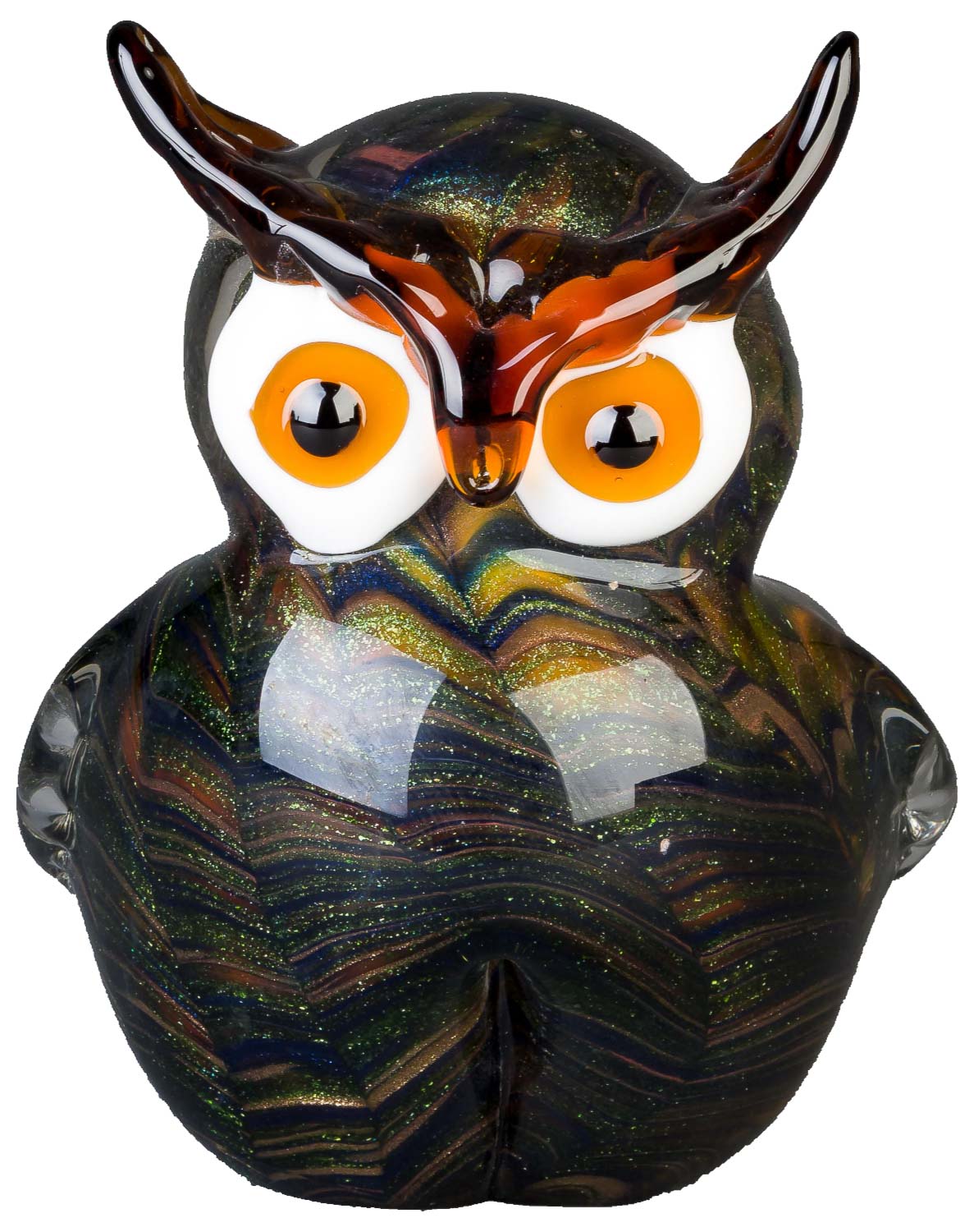 Glasfigur Figur Skulptur Eule Glas Glasskulptur im Murano Antik-Stil - 15cm