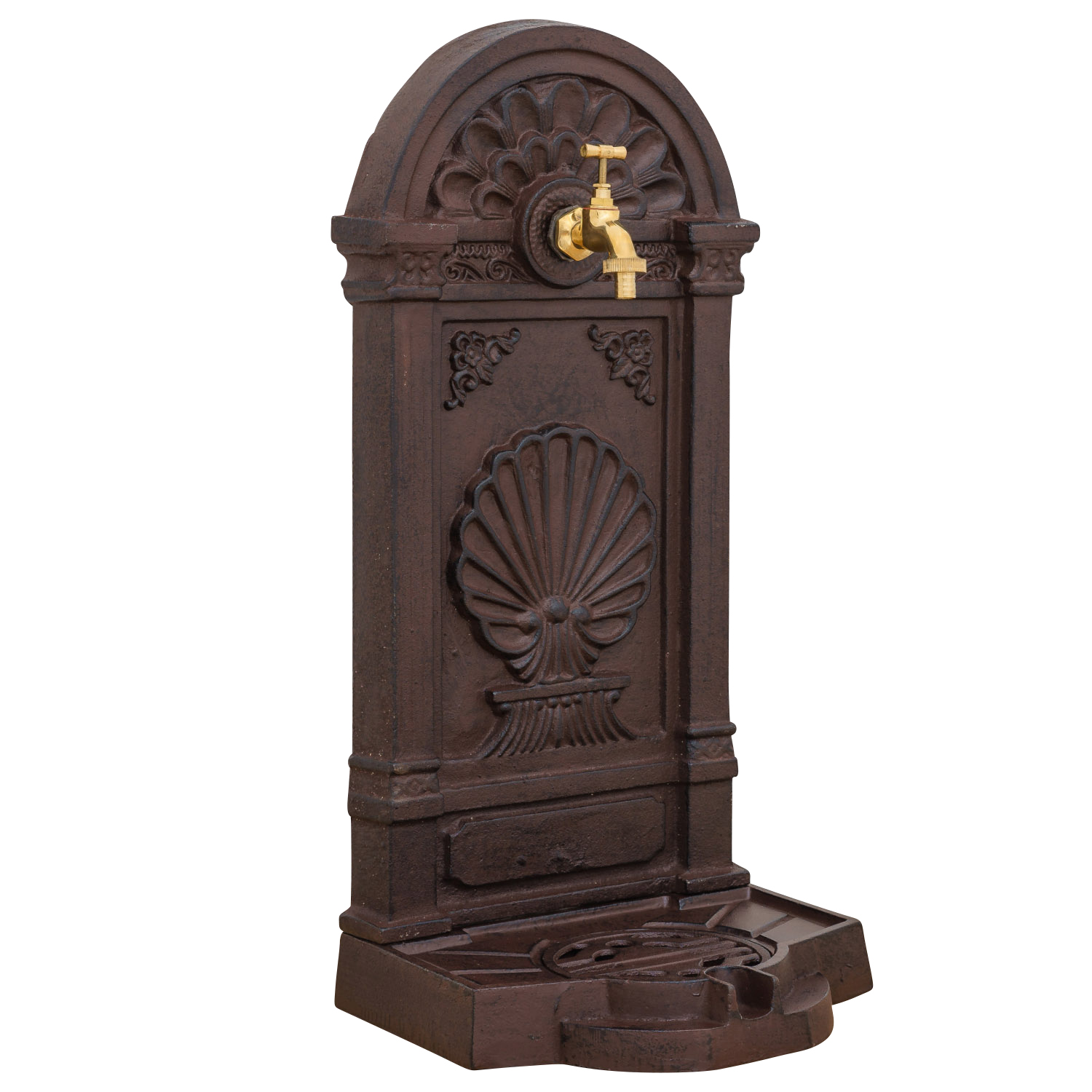 Standbrunnen Brunnen Waschbecken Eisen Wandbrunnen Antik-Stil 69cm braun