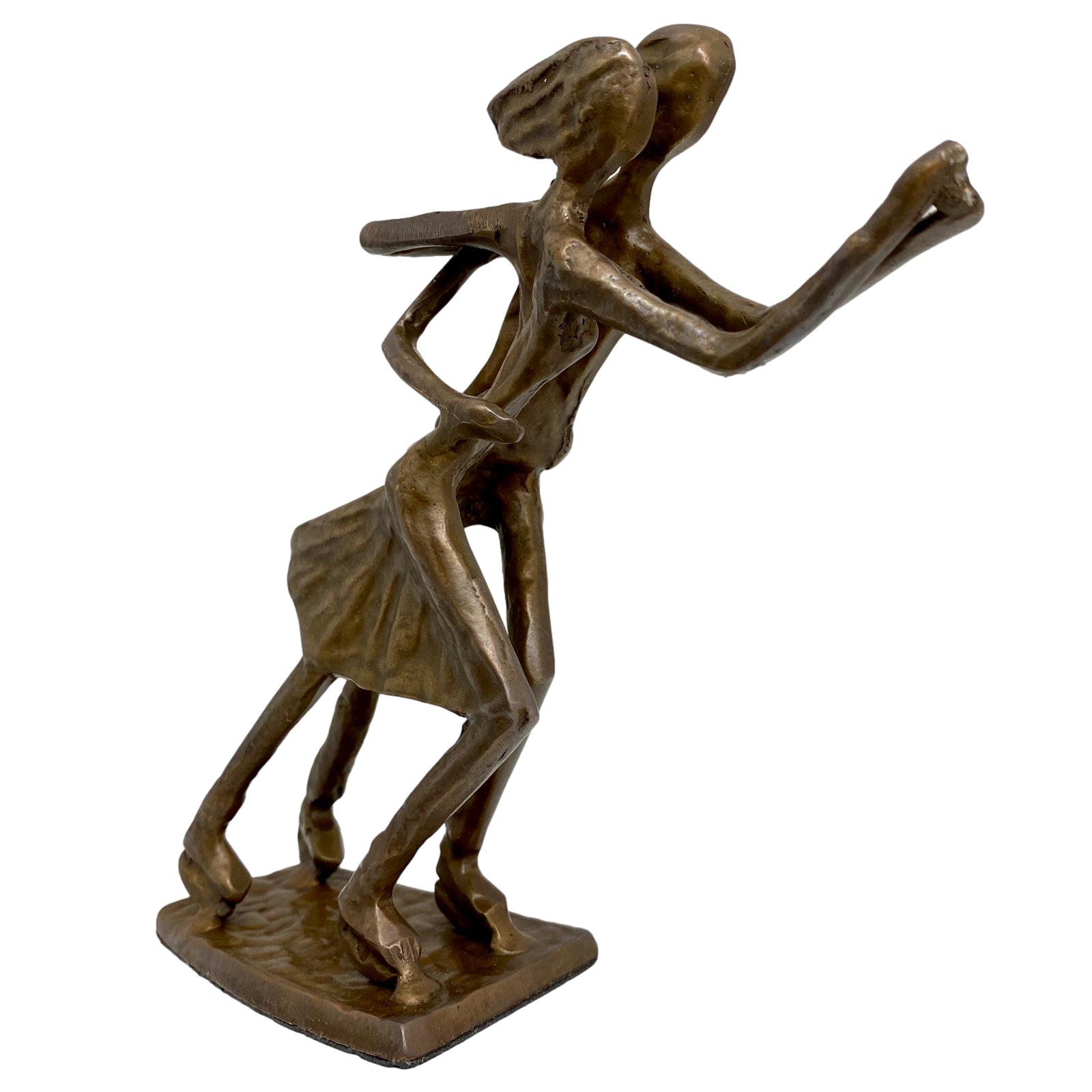 Aubaho-1006-3 Skulptur Paarlauf Schlittschuhe  Eiskunstlauf Bronze Figur Moderne Pokal Eislauf