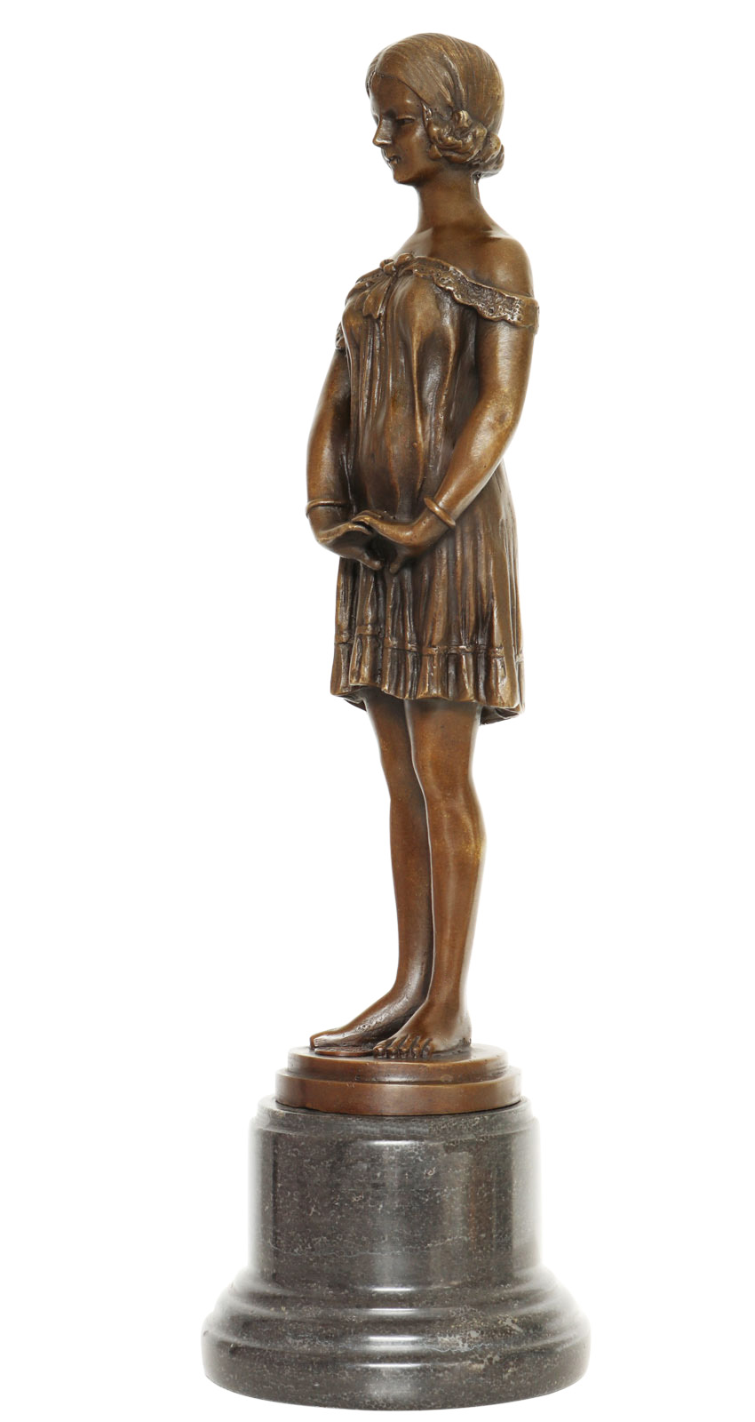 Bronzeskulptur Bronze Figur junge Verführerin nach Chiparus Antik-Stil Replik