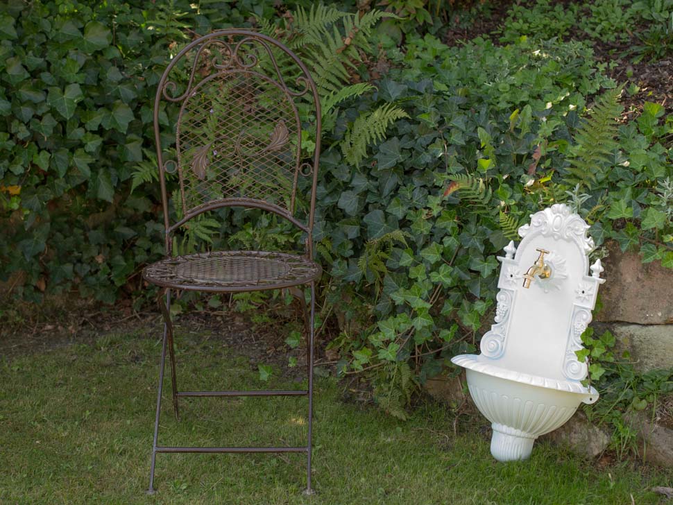 Waschbecken Wein Wandbrunnen Garten Aluminium Becken Brunnen antik Stil weiss