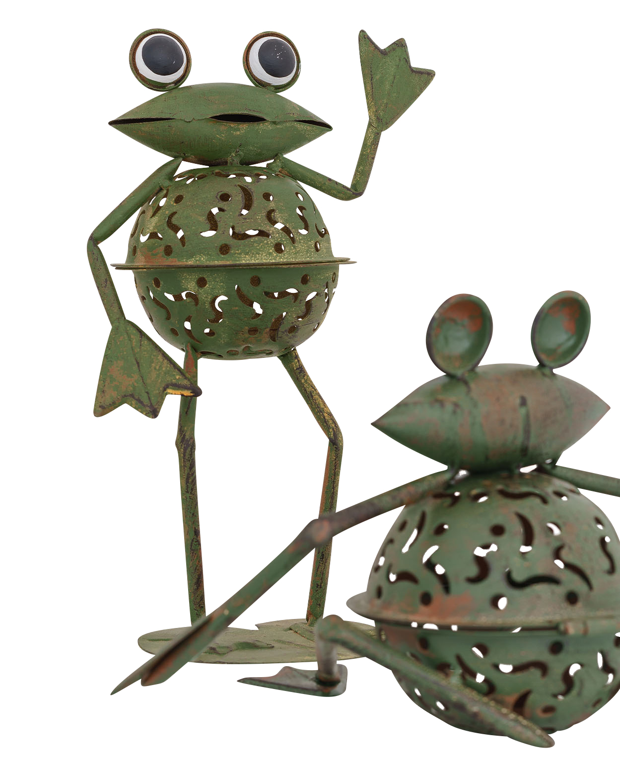 2x Windlicht Frosch Teelichthalter Frösche Garten garden tealight holder frog