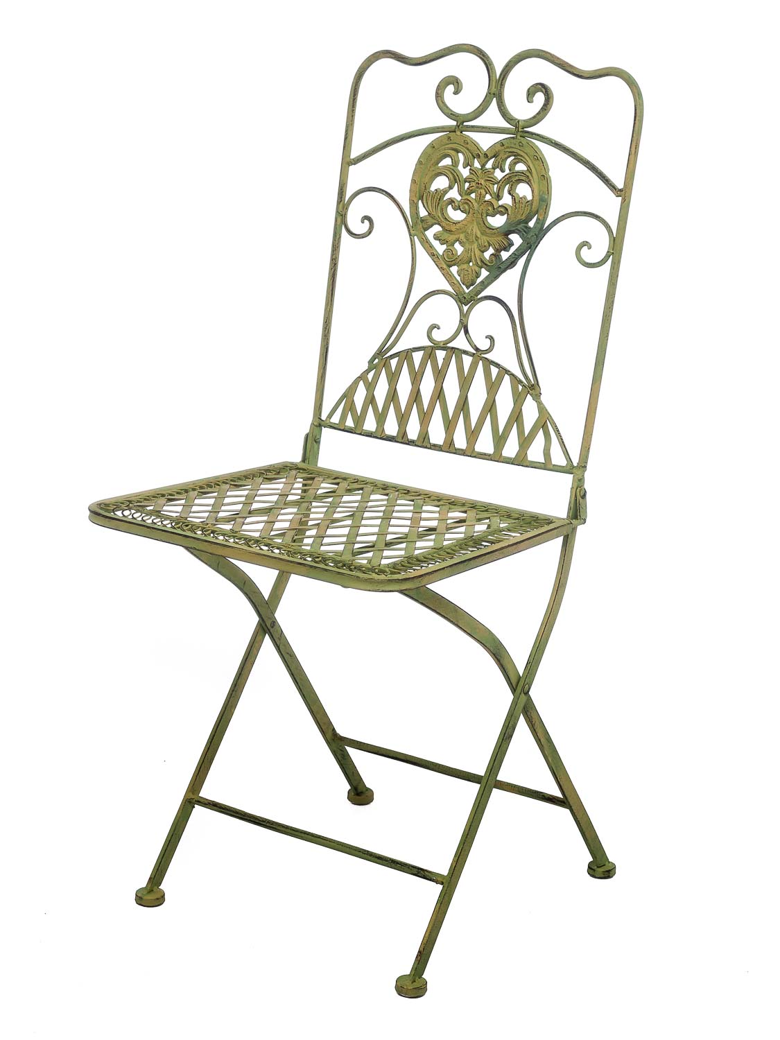 2x Gartenstuhl Paar Stuhl Bistrostuhl Schmiedeeisen Eisen antik Stil creme grün