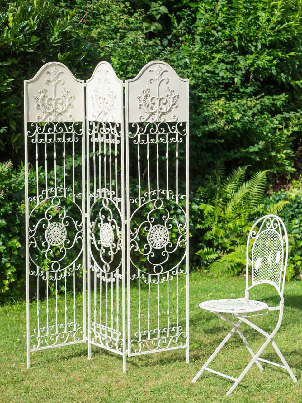 Paravent Pergola Spalier Eisen Rankhilfe Zaun 19kg Antik-Stil Raumteiler weiß