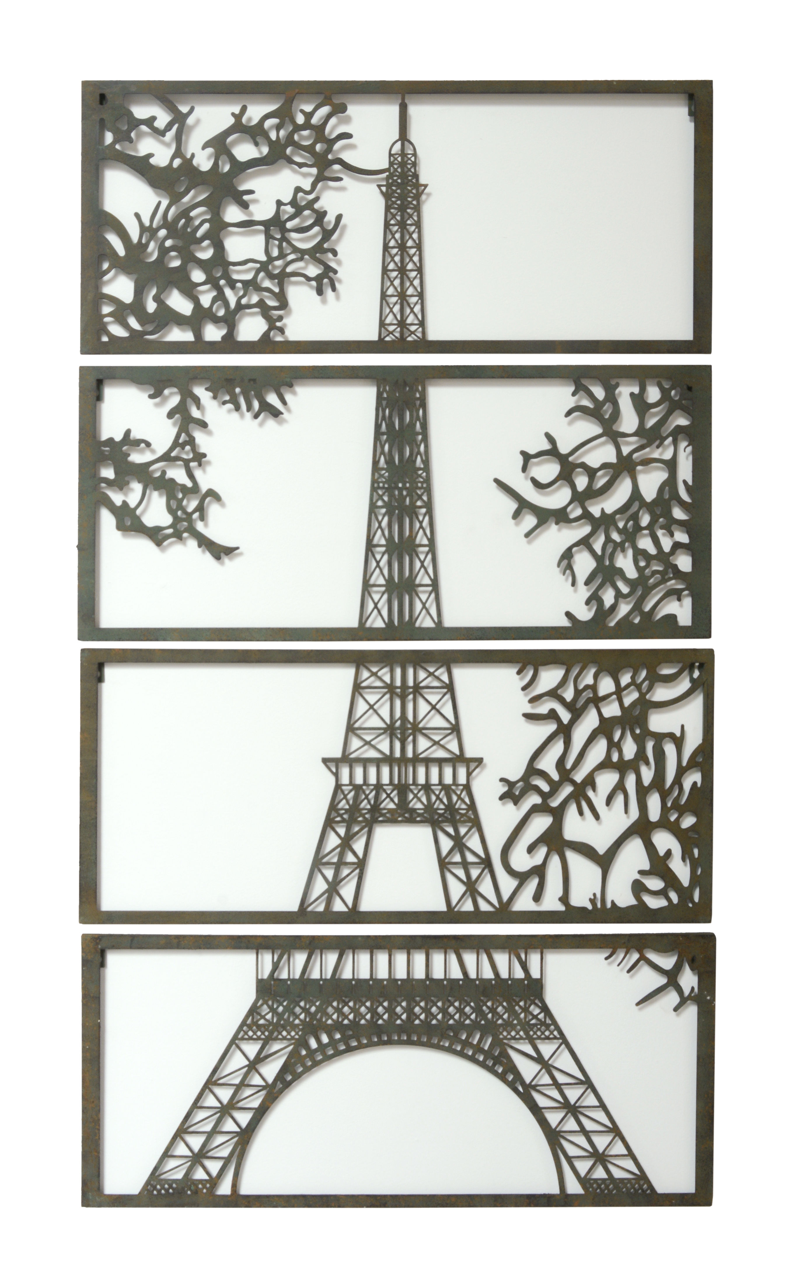 Quadro in ferro a quattro pannelli Torre Eiffel Paris replica design retrò decorazione