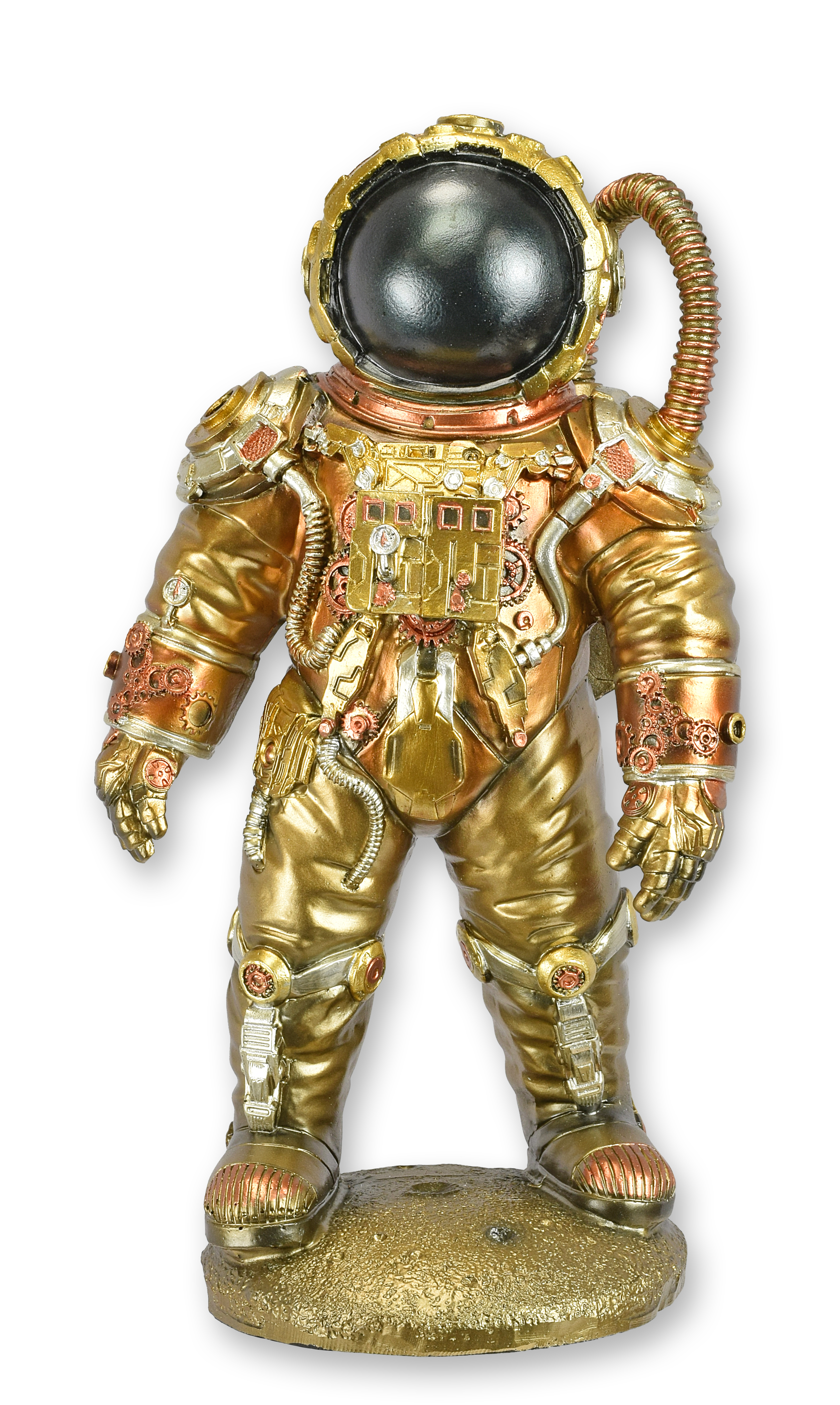 Una statuetta steampunk in resina raffigurante un astronauta replica design retrò decorazione