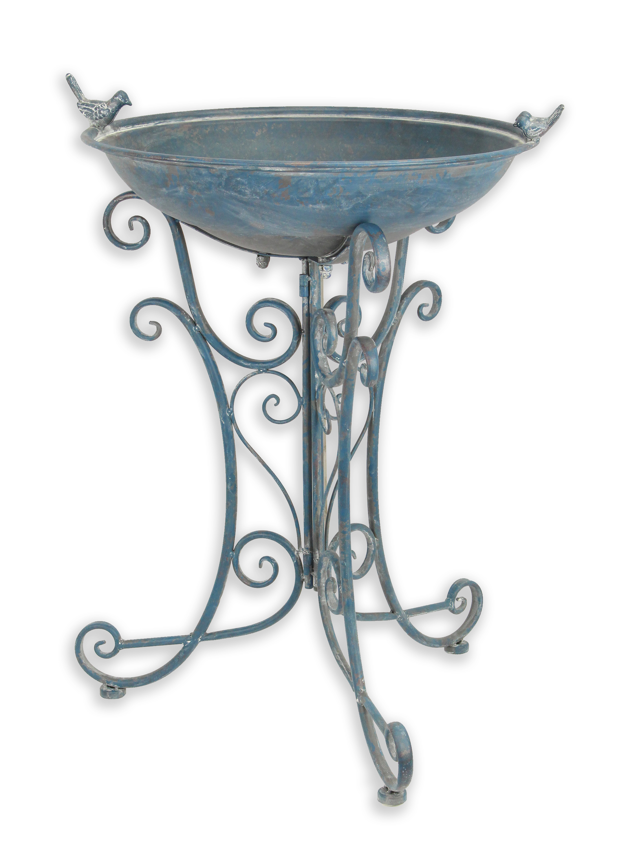 Una coppia di vasche per uccelli in ferro, blu antico replica design retrò decorazione