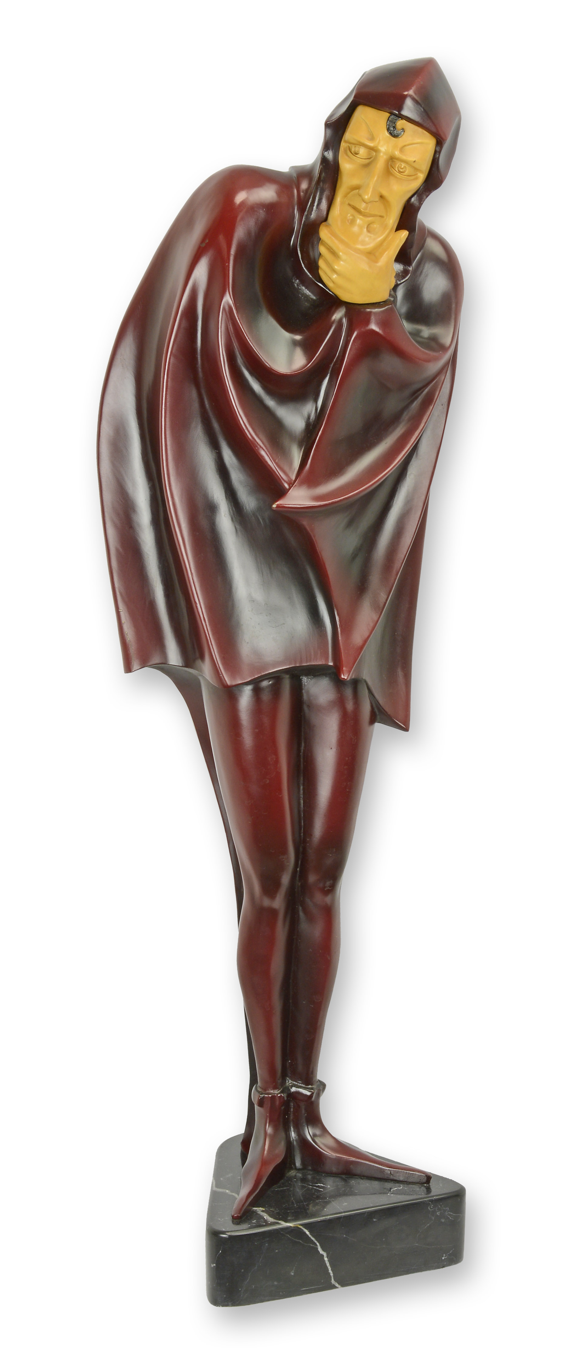 Scultura in bronzo Mefistofele dopo Roland Paris replica design retrò decorazione