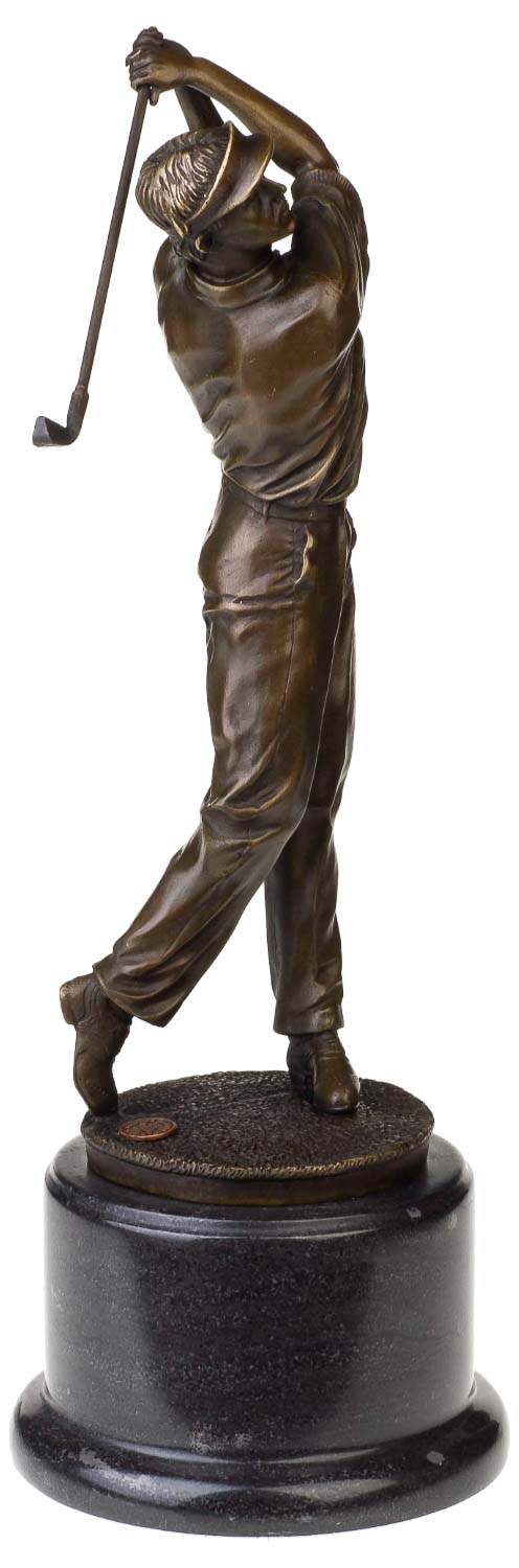 Bronzeskulptur Antik-Stil Golf Golfer Mann Abschlag Bronze Figur Statue - 38cm